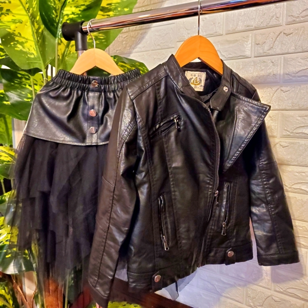 Girls Faux Leather Motorcycle Jacket